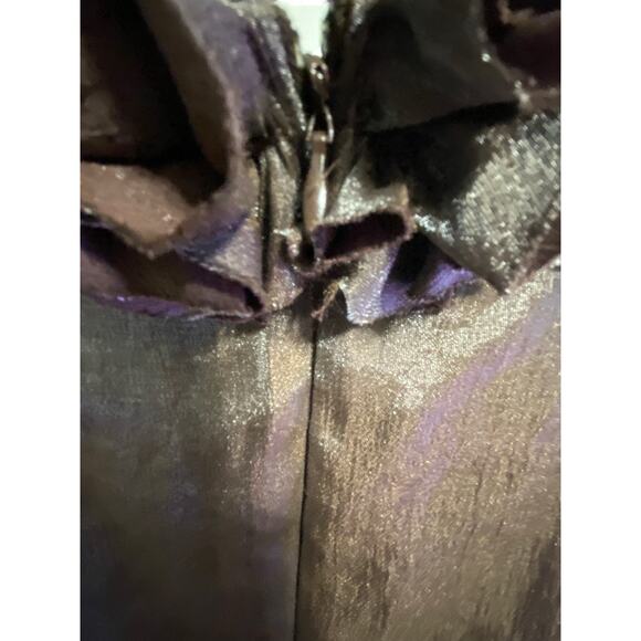 London Style Nights Evening Dress 10P Dark Tuape Ribbon Ruffle Wedding Event - Picture 7 of 16